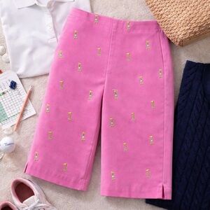 Island Republic Golf Embroidered Capri Stretch Pants Women 12 Pink Summer Resort